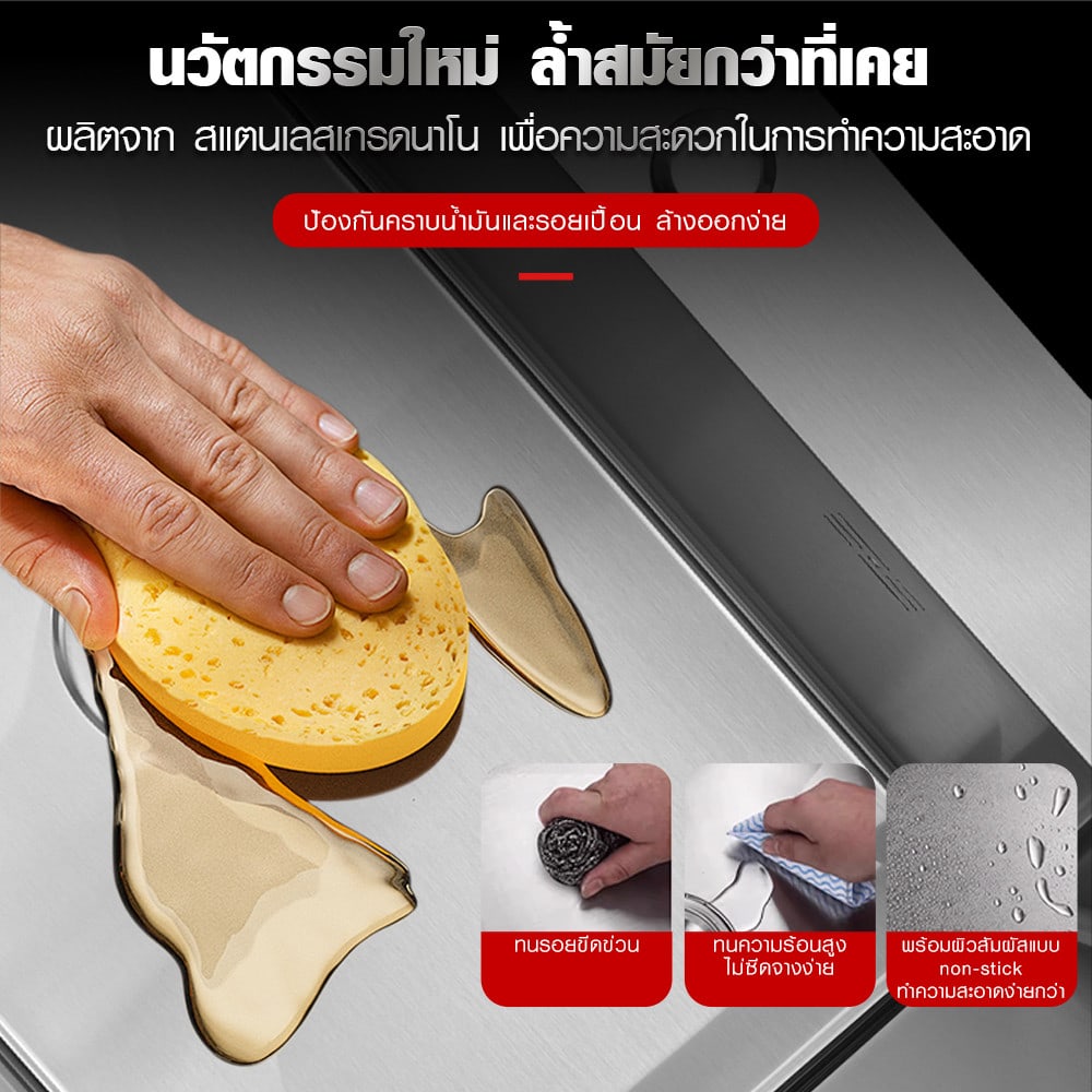 CLOSE อ่างล้างจาน 1 หลุมไม่มีที่พัก SS304 75x45x22 ซม. ATHENS-75