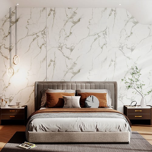 GREAT WOOD บอร์ด SPC ลายหินอ่อนเคลือบ UV รุ่นJF122025-UV-W13 Size122x244x0.25cm.ลายหินอ่อน