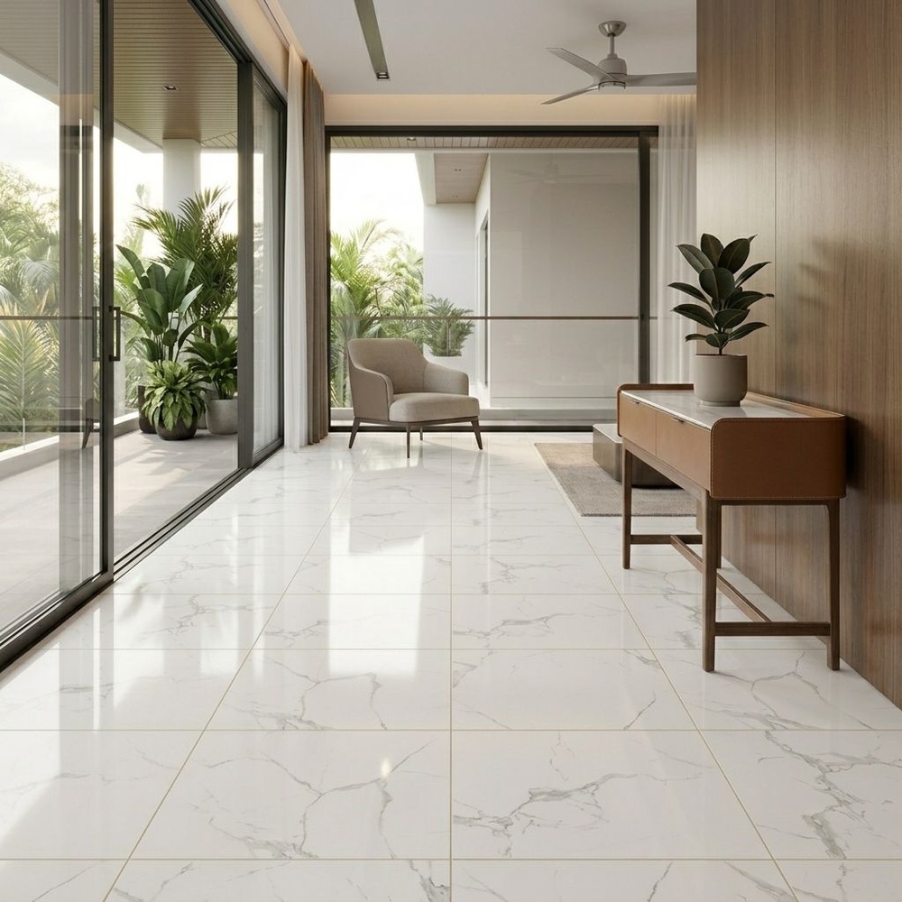Marbella กระเบื้องเซรามิคปูพื้น 40X40 ซม. รุ่น โนร่าไวท์ DJ002 Random Gloss (12P)