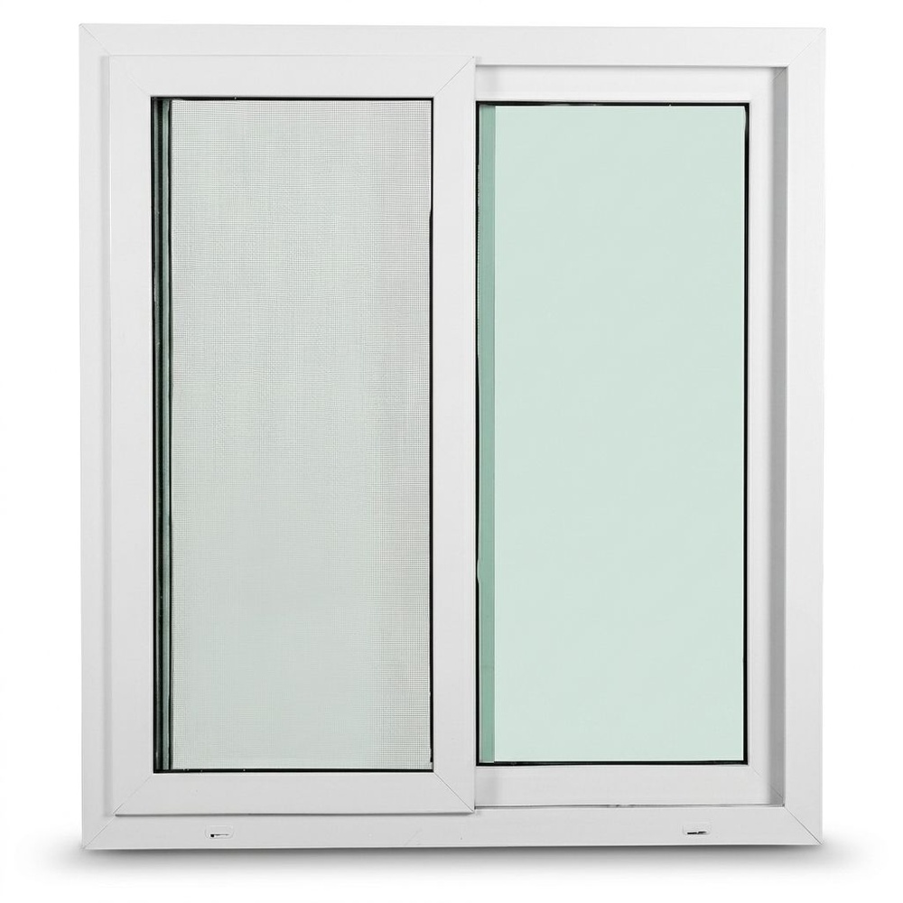 WELLINGTAN หน้าต่างไวนิล บานเลื่อน SS SWG1011 L1 100x110ซม. สีขาว พร้อมมุ้ง