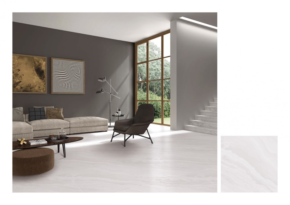 Marbella 60x60 กระเบื้องปูพื้น รุ่น ออร่า ซิลเวอร์ TS12248 (4P) (Gloss) (Random)