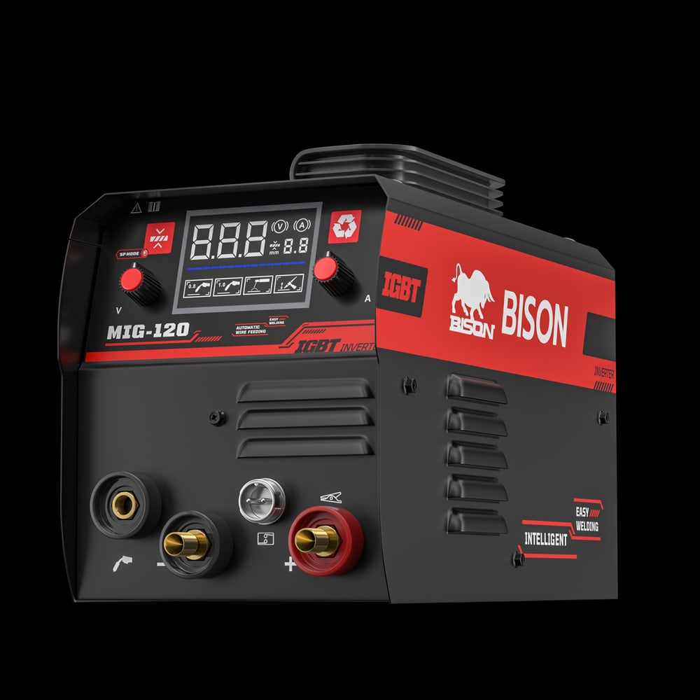 BISON เครื่องเชื่อม INVERTER MIG/MMA 120แอมป์ (LCD) รุ่น MIG/MMA-120A1K 1 กก. ไม่ใช้แก๊ส