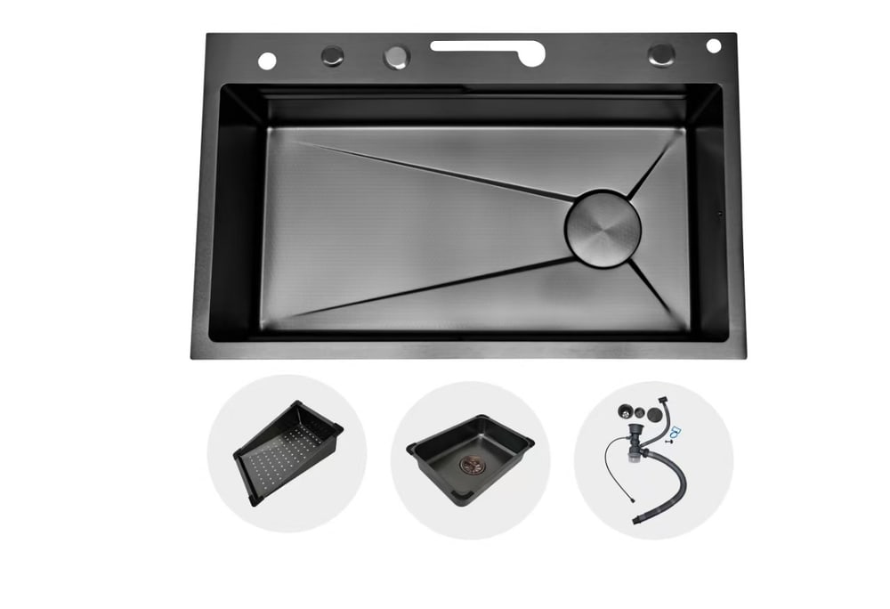 KOCH KITCHEN อ่างล้างจานฝังบน 1 หลุมไม่มีที่พัก SUS304 รุ่น MARTRIX สีดำ
