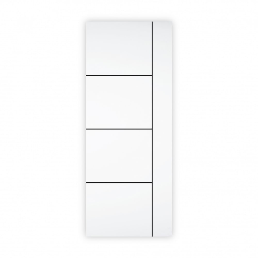 WELLINGTAN ประตูภายนอก UPVC เซาะร่อง รุ่น OK-009N ขนาด 80x200 ซม. สีขาว (เจาะลูกบิด)