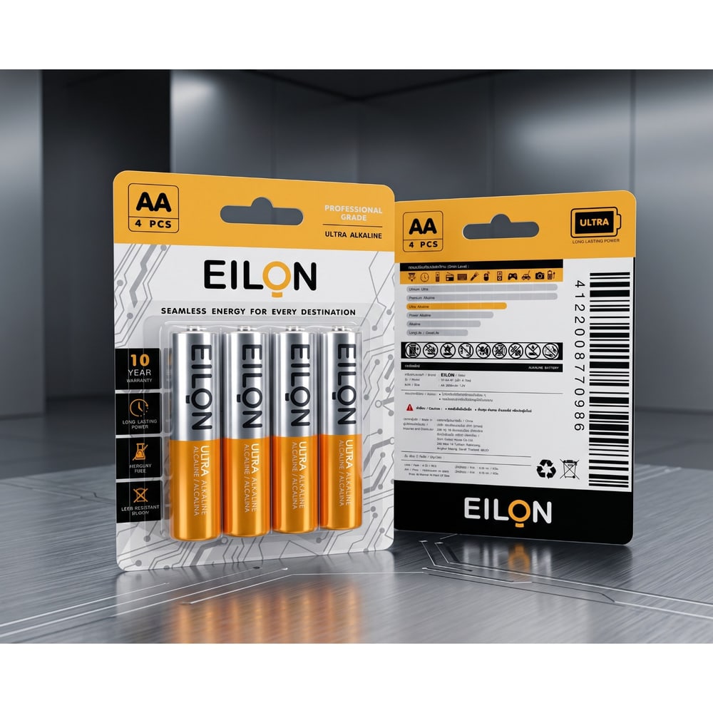 EILON ถ่านอัลคาไลน์ AA 2800mAh รุ่นTP-AA-4P (แพ็ค 4 ก้อน)