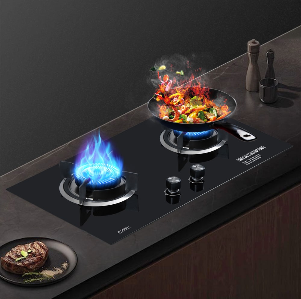 KOCH KITCHEN เตาแก๊สแบบฝังหน้ากระจก 2 หัวเตา NICASIO K-01 สีดำ