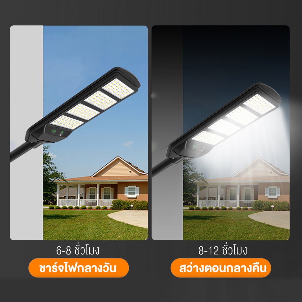 V.E.G.lighting โคมไฟถนนโซล่าเซลล์ 300W แสงขาว รุ่น ZQ-CJ2 สีดำ