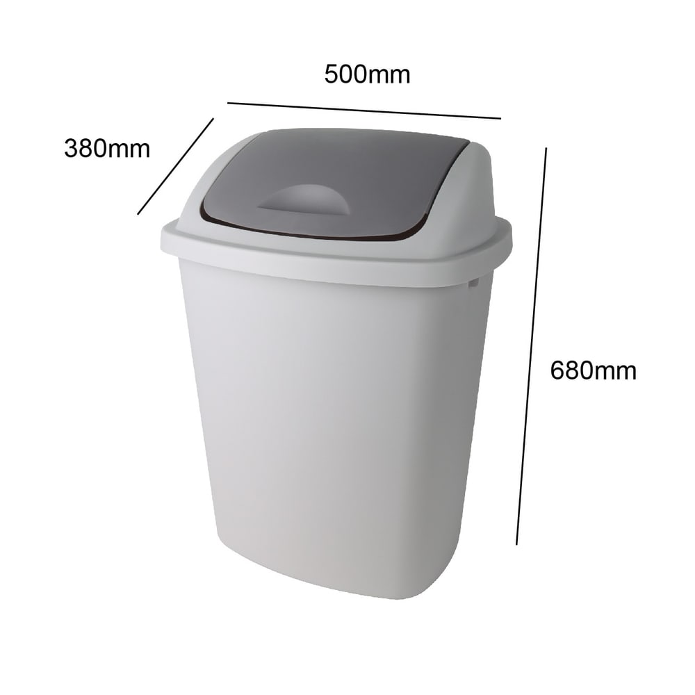 ICLEAN ถังขยะฝาสวิงทรงเหลี่ยม 70 ลิตร รุ่น Ozil TG55199G ขนาด 50x38x68 ซม. สีเทา