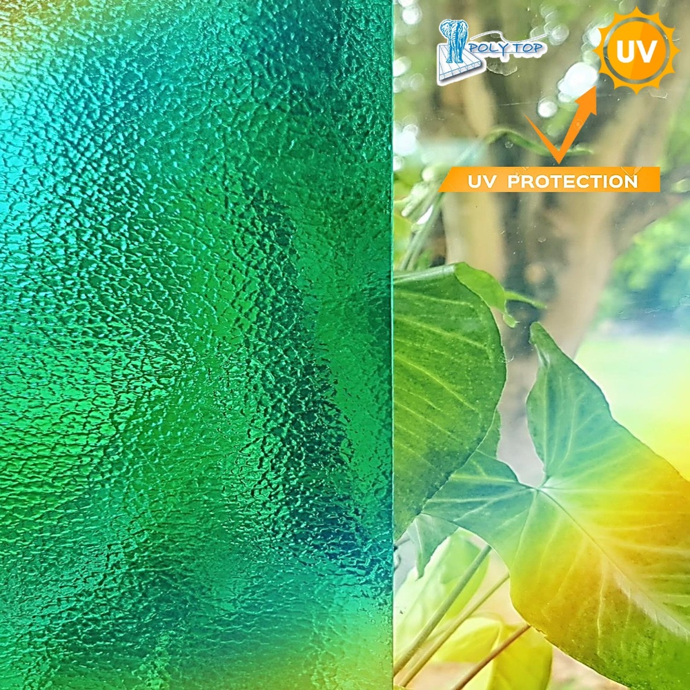 POLYTOP แผ่นโพลีคาร์บอเนต แผ่นตันผิวส้ม หนา 3มม. ขนาด 1.22 x 2.44 เมตร สีเขียว