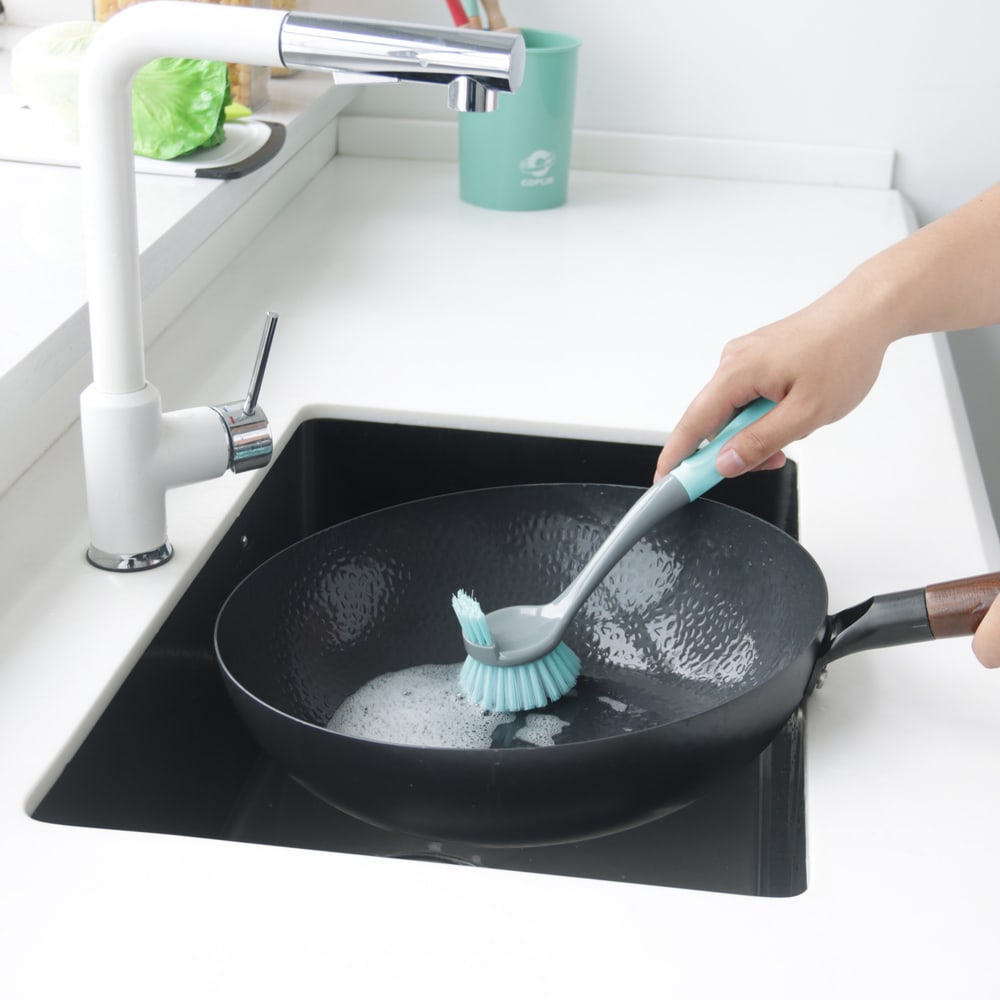 ICLEAN แปรงขัดกะทะ รุ่น GTG56927 ขนาด 7x7x31 ซม. สีเขียว-เทา