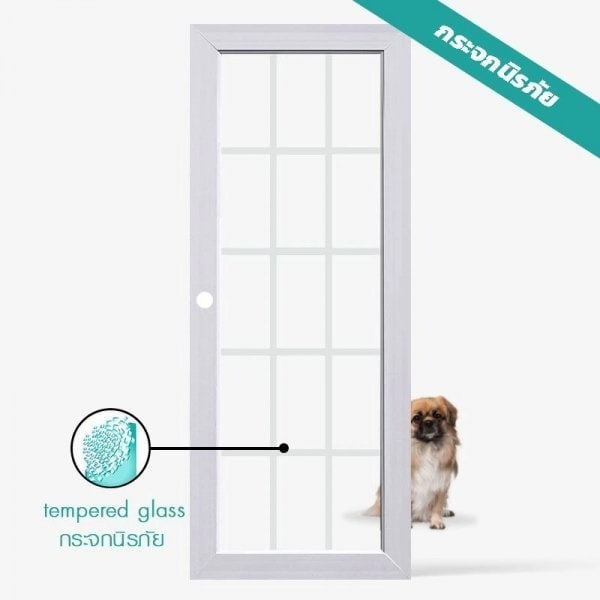 ECO-DOOR ประตู UPVC โปรไฟล์ รุ่น 15 Light ภายใน ขนาด 80x200 ซม. สีขาว (เจาะลูกบิด)