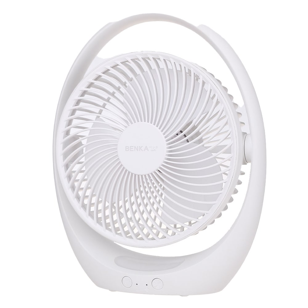 BENKA พัดลมตั้งโต๊ะชาร์จไฟแบบพกพา ขนาด 7 นิ้ว รุ่น KN-L2857 สีขาว