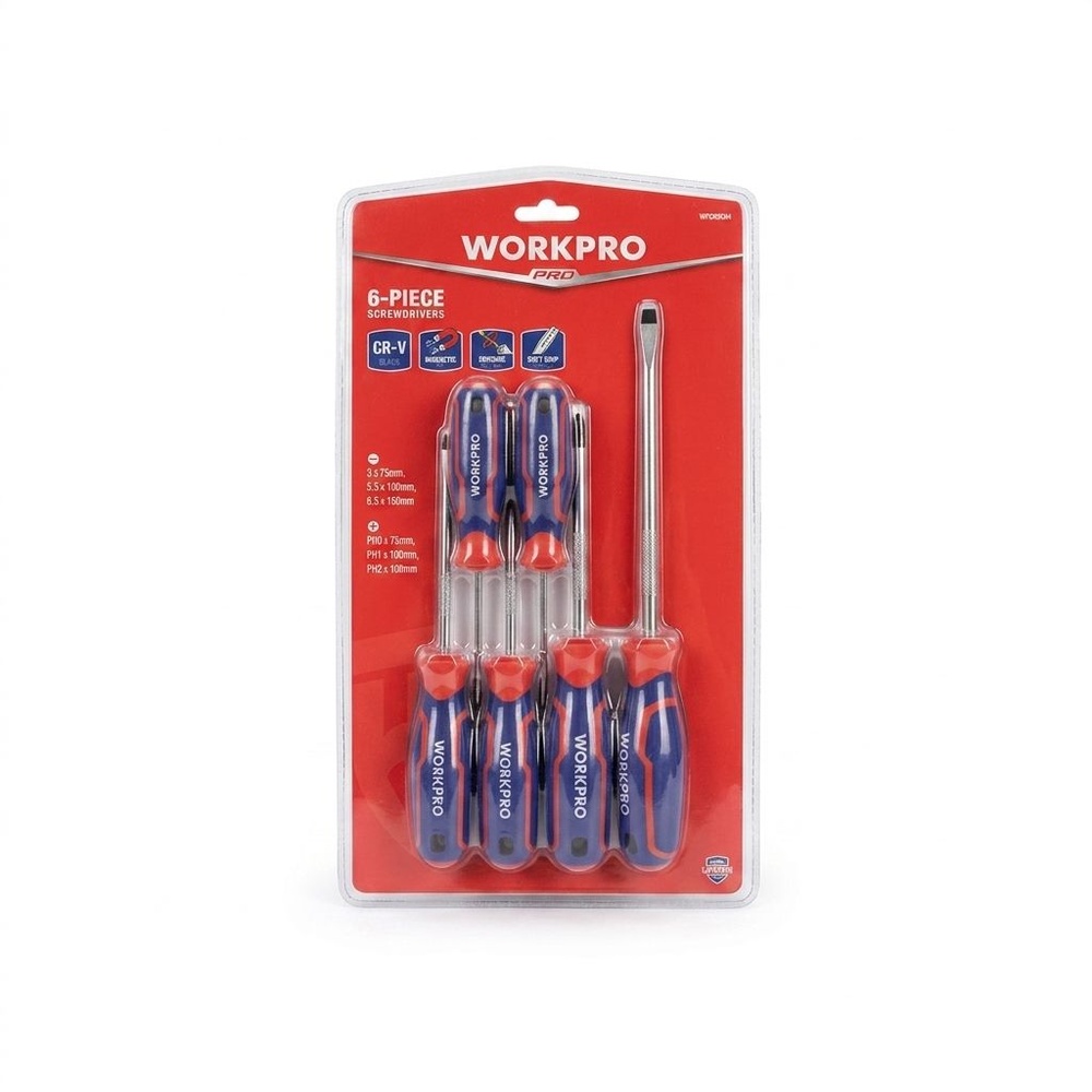 WORKPRO ชุดไขควงปลายแม่เหล็ก CR-V (ชุด 6 ชิ้น) รุ่น WP200504