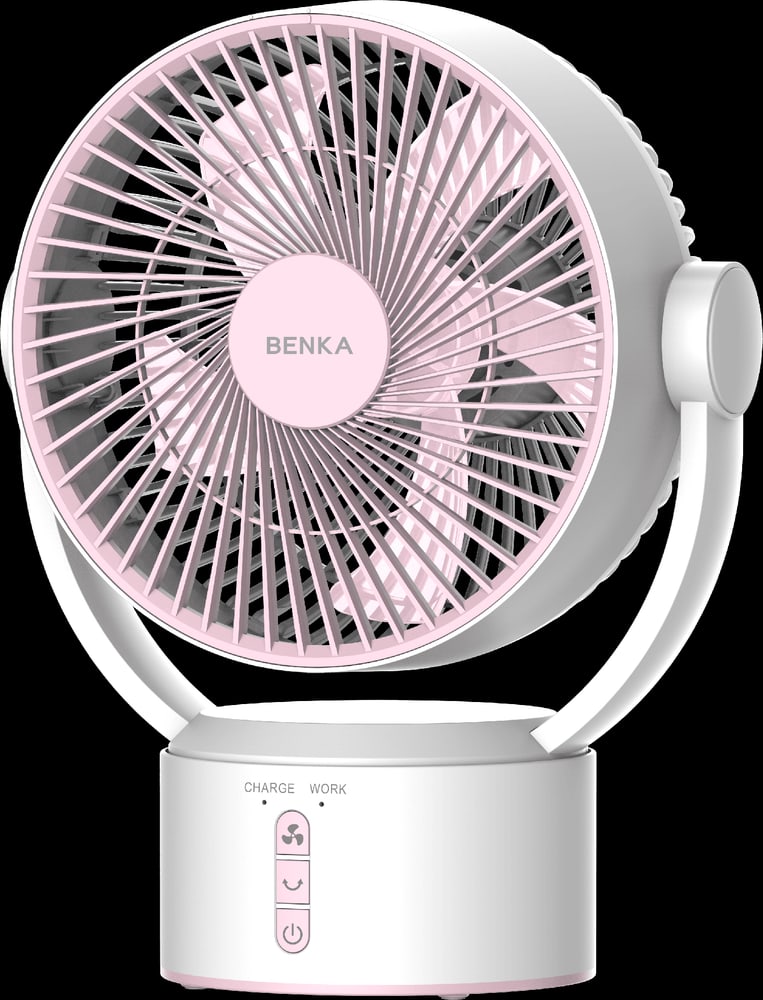 BENKA พัดลมตั้งโต๊ะชาร์จไฟแบบพกพา ขนาด 9 นิ้ว รุ่น KN-L2829 สีชมพู