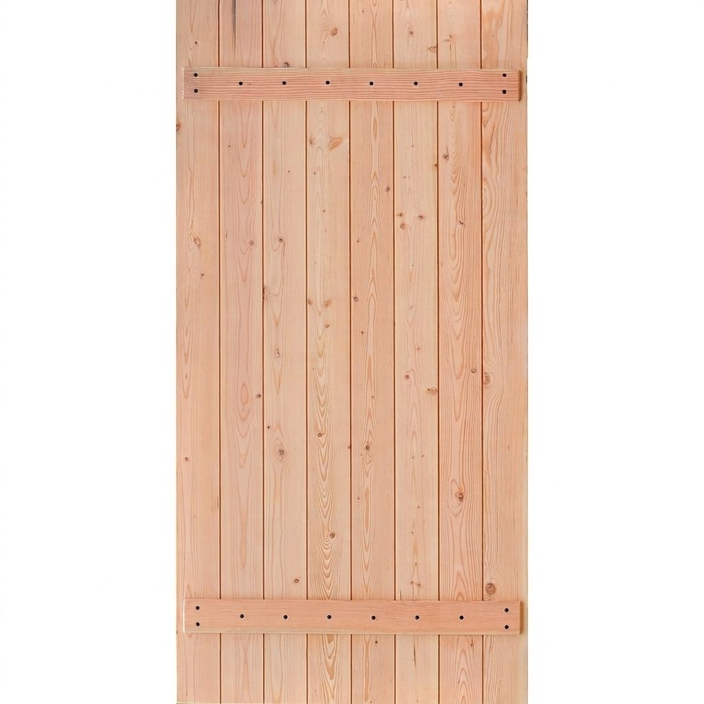 D2D ประตูไม้ดักลาสเฟอร์ บานทีบเซาะร่อง(โรงนา) Eco Pine - 100 100 x 200 cm.