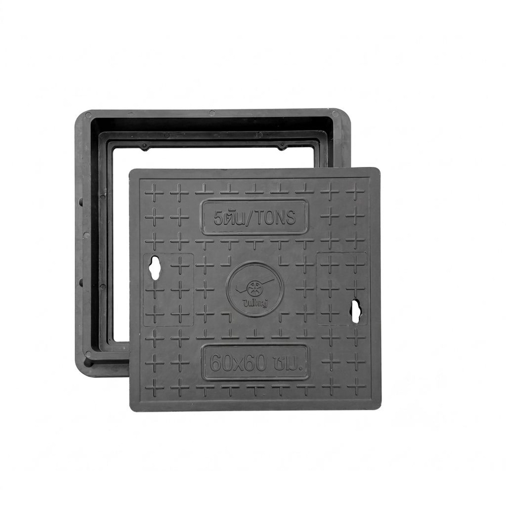 ปืนใหญ่ ฝาปิดท่อระบายน้ำเหลี่ยม รุ่น 3LR03 ขนาด 60x60x6ซม. สีดำ