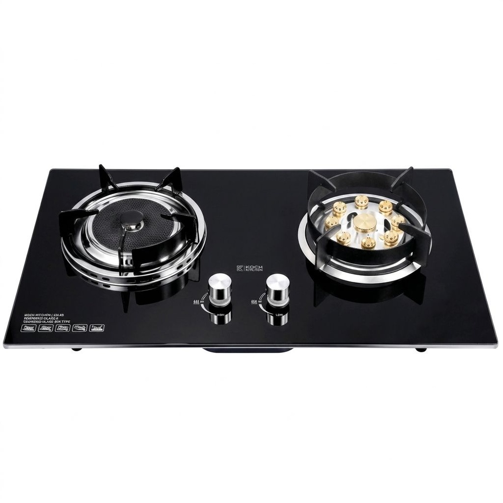 KOCH KITCHEN เตาแก๊สแบบฝังหน้ากระจก 2 หัวเตาผสม FUERTE KH-03