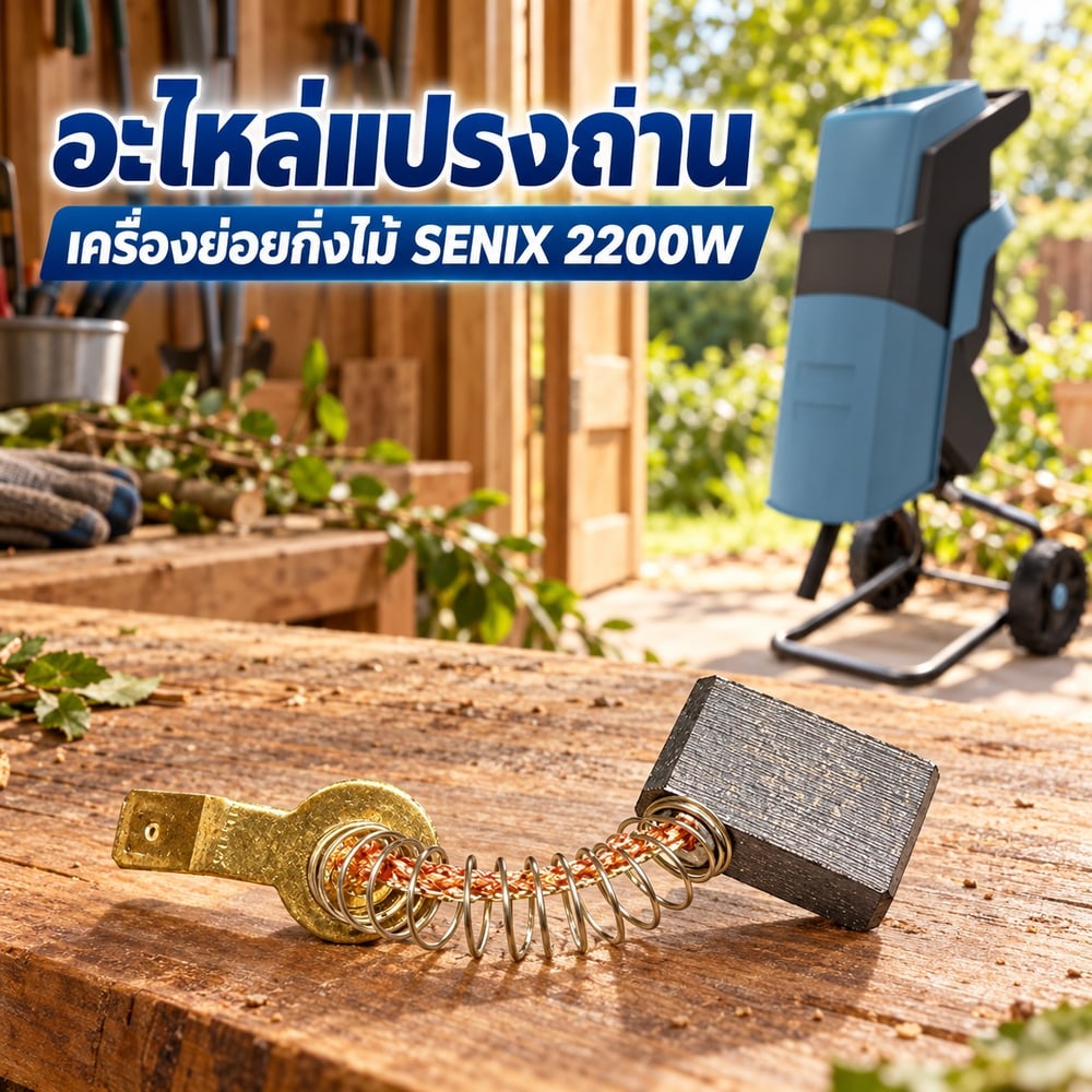 อะไหล่ แปรงถ่าน SENIX เครื่องย่อยกิ่งไม้ 2200W รุ่น YT5466 ขนาด 40mm 3922004200149