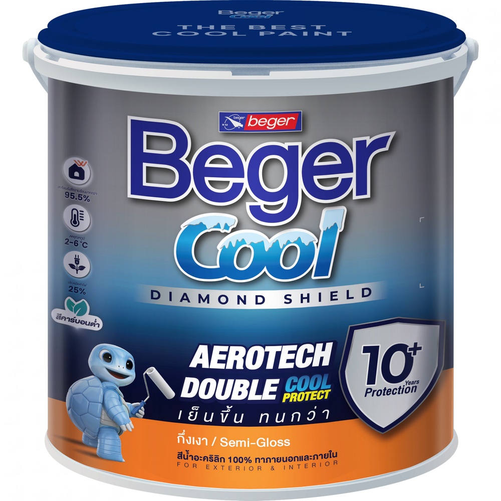 Beger สีน้ำอะครีลิคเบเยอร์คูล ไดมอนด์ชิลด์ 10 ปี ชนิดกึ่งเงา 3.5ลิตร เบส A