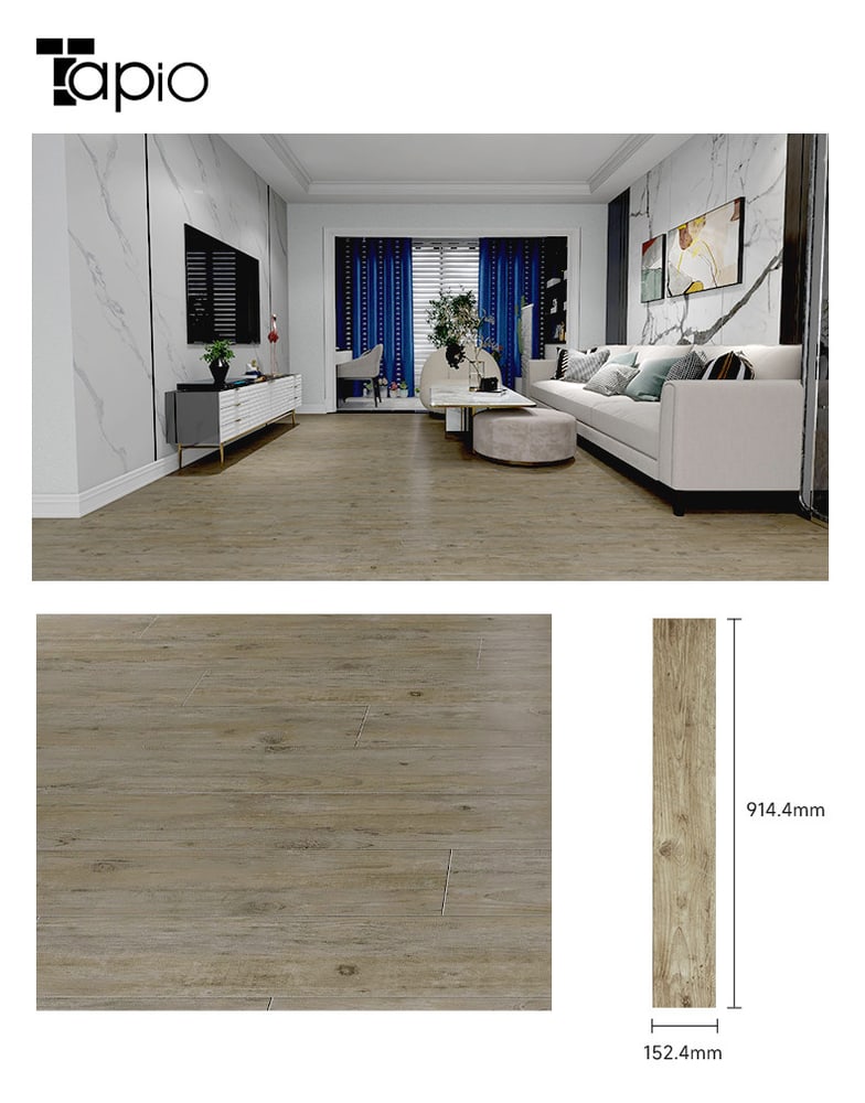 Tapio กระเบื้องยาง Dryback 152.4x914.4x2มม. รุ่นEKC005 Java Teak สีไม้สัก (16แผ่น/2.23ตร.ม.) A.