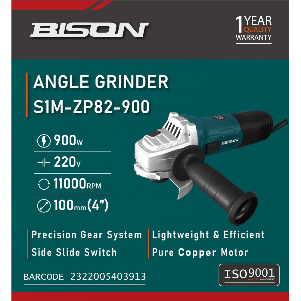 BISON เครื่องเจียร์ 4 นิ้ว 900W รุ่น S1M-ZP82-900