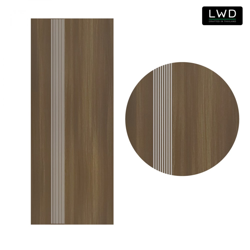 LWD ประตู UPVC ภายนอก EveryDoor รุ่น Pro สี Brownie Oak ลาย 1 ขนาด 90x200 ซม.
