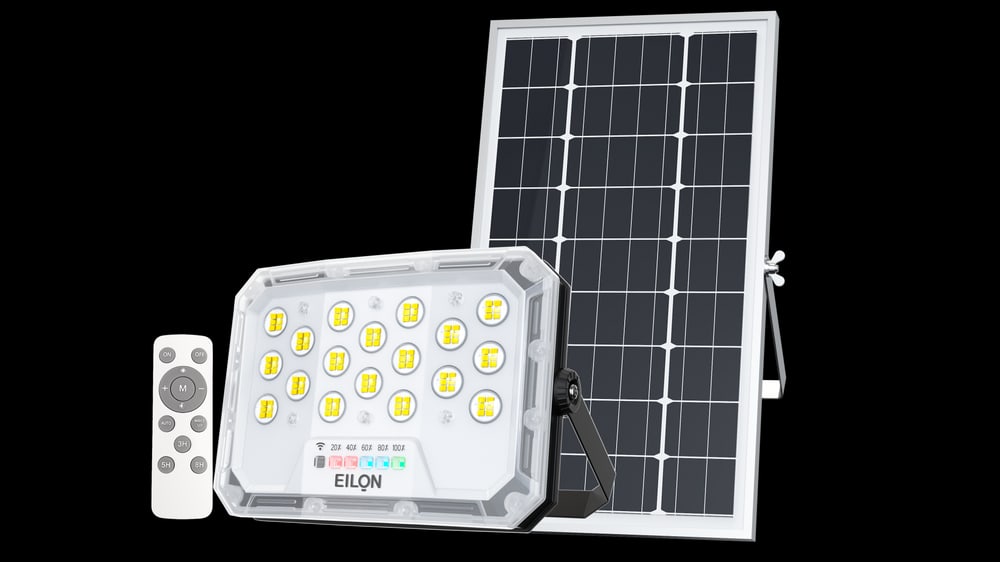 EILON โคมฟลัดไลท์โซล่าเซลส์ MOON KNIGHT รุ่นTP-S-FL-50DL +รีโมท Monocrystalline silicon 50W แสงเดย์ไลท์