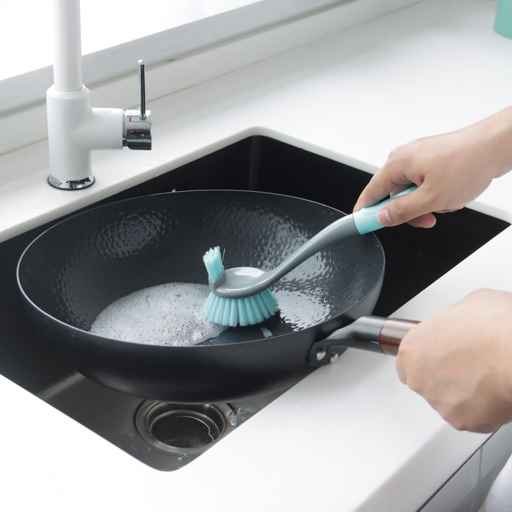 ICLEAN แปรงขัดกะทะ รุ่น GTG56927 ขนาด 7x7x31 ซม. สีเขียว-เทา