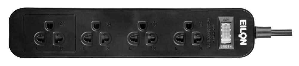 EILON รางปลั๊กไฟ รุ่น MSC45THNB-GHE 4 ช่อง 1 สวิตซ์ 10A 2200W 5เมตร สีดำ