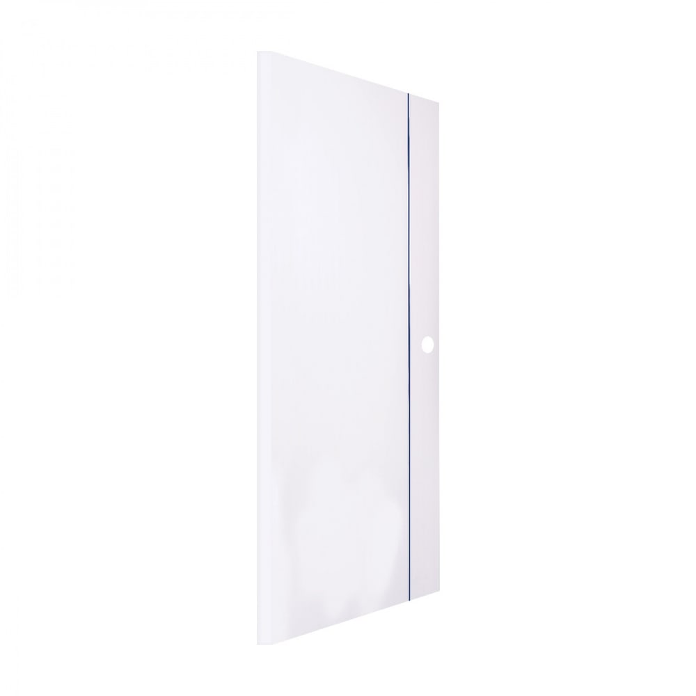 WELLINGTAN ประตู UPVC Profile รุ่น WT1 (สำหรับใช้ห้องน้ำภายใน) เซาะร่องเส้นสีน้ำเงิน ขนาด 70x200 ซม. สีขาว (เจาะลูกบิด)