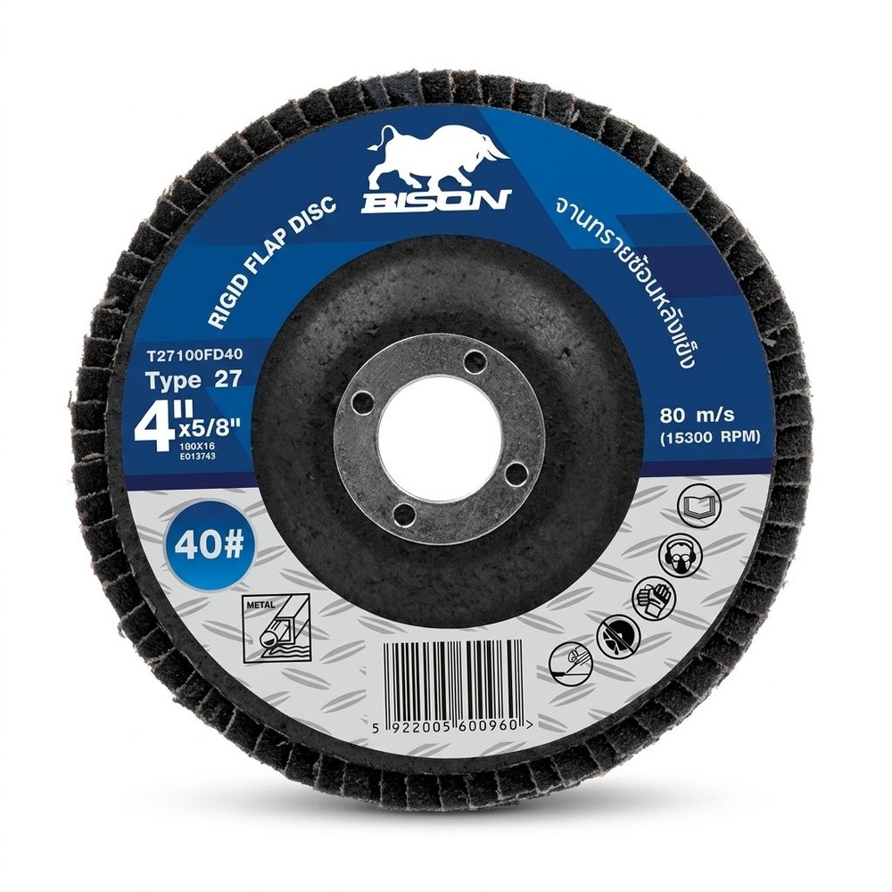BISON จานทรายซ้อนหลังแข็ง เบอร์ 40 ขนาด 100x16 มม. รุ่น T27100FD40