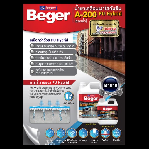 Beger A200 น้ำยาเคลือบเงากันซึม สูตรน้ำ พียูไฮบริด 1 กล.
