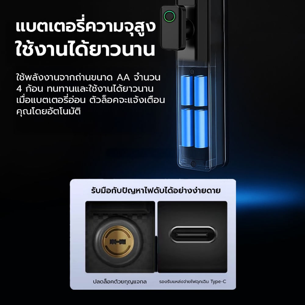 กลอนดิจิทัล C.HITECH สีดำ รุ่น CSN WP F9 พร้อมติดตั้ง