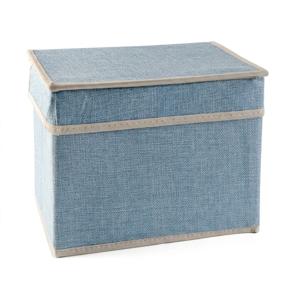 USUPSO กล่องเก็บของ Simple linen สีน้ำเงิน
