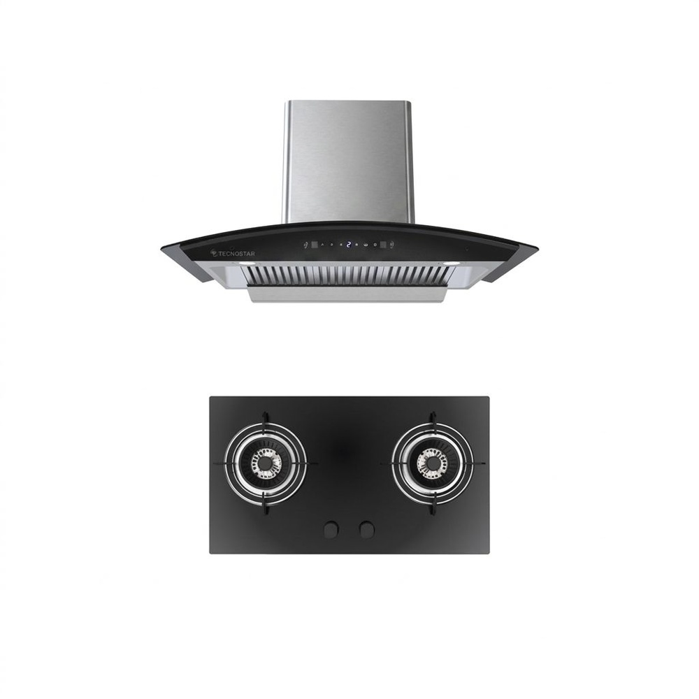 TECNOSTAR ชุดเซ็ทเครื่องดูดควัน TNS HD 90MA/B + เตาฝัง TNS HB JET GB สีดำ