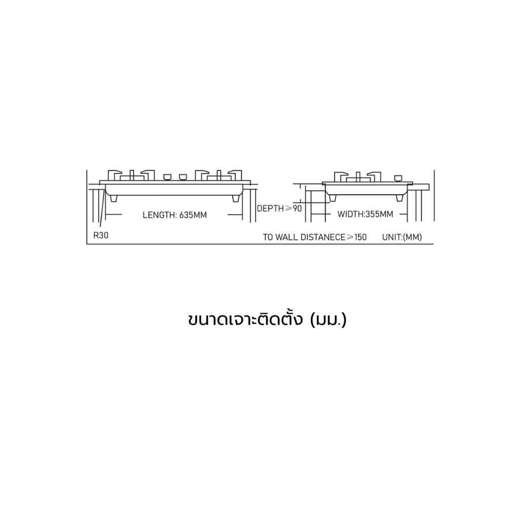 KOCH KITCHEN เตาแก๊สแบบฝังหน้ากระจก 2 หัวเตา NICASIO K-02 สีดำ