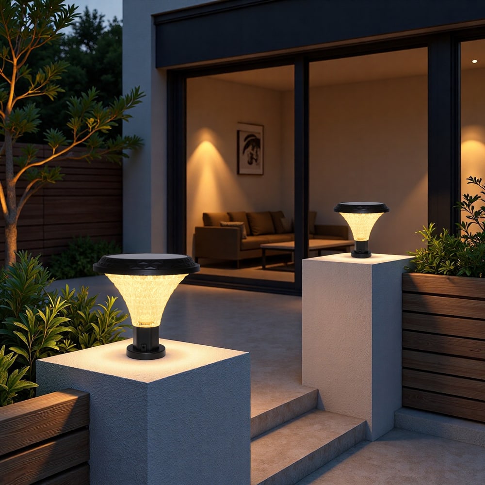 EILON โคมไฟหัวเสาโซลาร์เซลล์ Glow 50W ปรับไฟได้ 3 สี พร้อมรีโมทคอลโทรล รุ่น ETZT-SDY-YX สีดำ