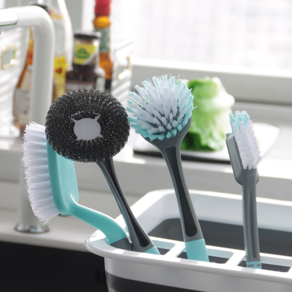 ICLEAN แปรงขัดกะทะ รุ่น GTG56927 ขนาด 7x7x31 ซม. สีเขียว-เทา