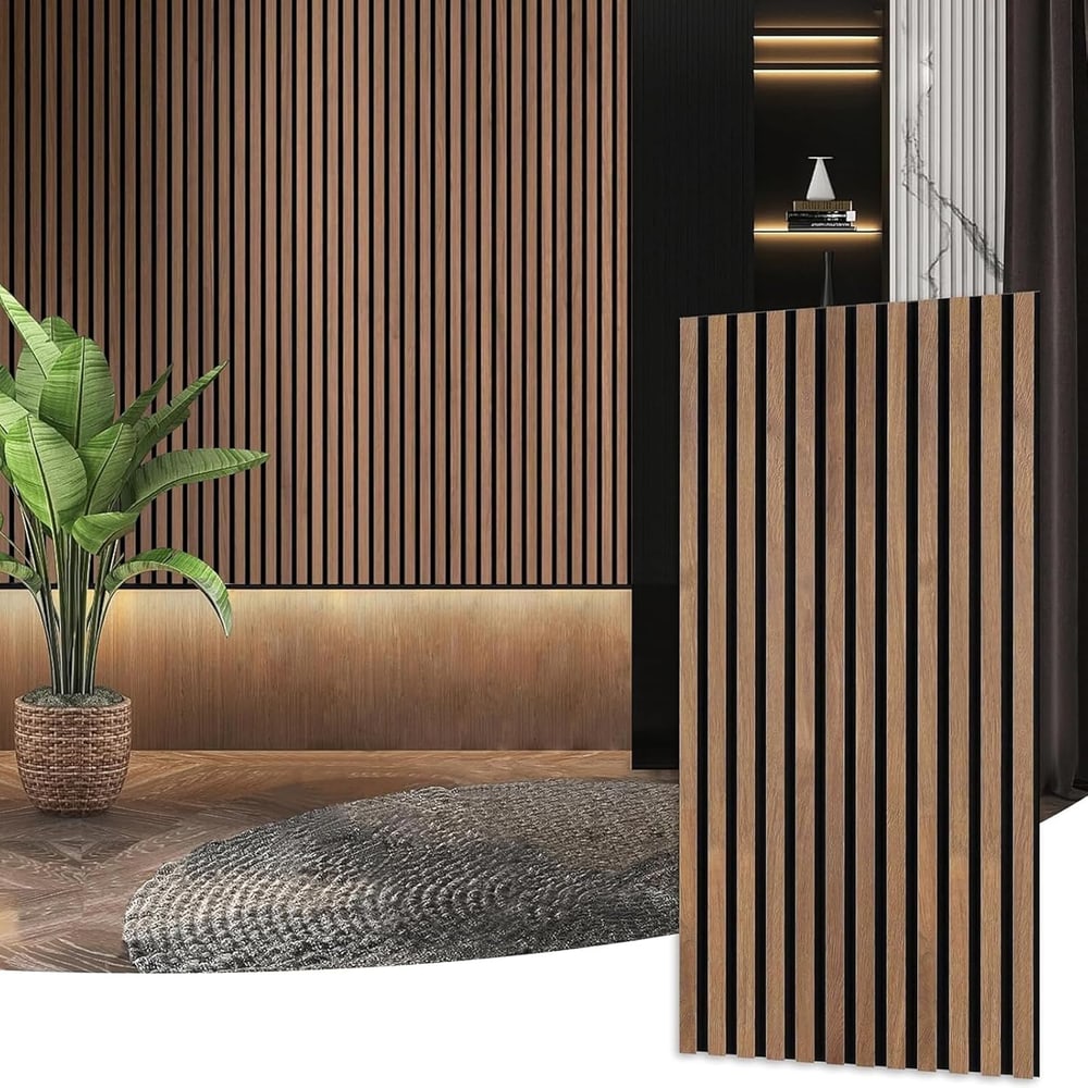 GREAT WOOD แผ่นระแนงอะคูสติก PVC รุ่นJF401-XG-2 ขนาด 300x18x2400mm.สีWalnut Brown