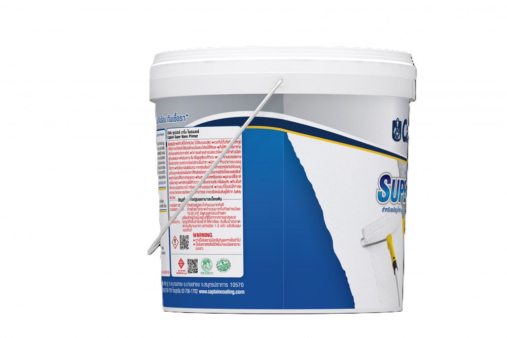 Captain ซุปเปอร์นาโน ไพร์เมอร์ สีรองพื้นปูนเก่าและปูนใหม่ #09000 2.5 กล. สีขาว