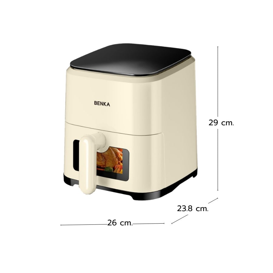 BENKA หม้อทอดไร้น้ำมัน 1000 วัตต์ ความจุ 3.5 ลิตร รุ่น HB-8014 สีเบจ