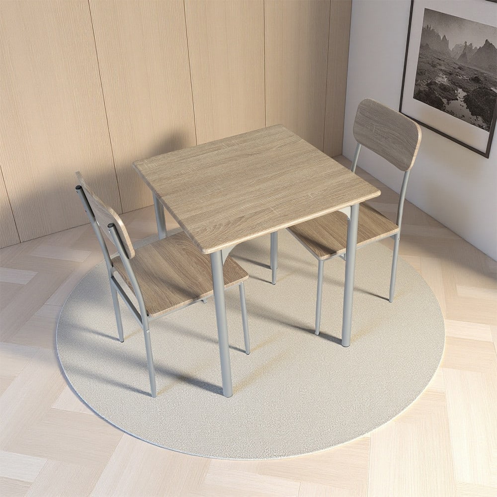 Delicato ชุดโต๊ะอาหาร 2 ที่นั่ง รุ่น Aiko โต๊ะ:70X70X76ซม. เก้าอี้:42X48X87ซม. สีน้ำตาลอ่อน
