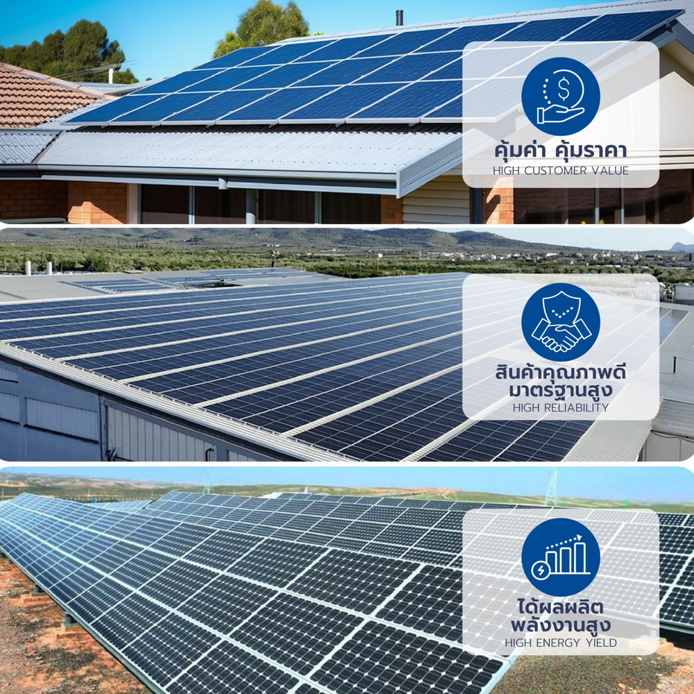 GT แผงโซล่าเซลล์ 550W MONOCRYSTALLINE PV MODULE รุ่นZY550M10NHB-144 Dual Glass