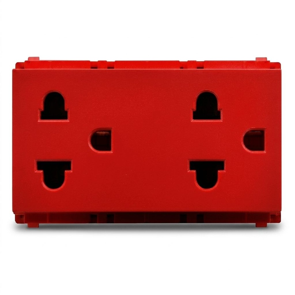 เต้ารับไฟฟ้าคู่ 2 สาย+สายดิน มีม่านนิรภัย แดง Leafstyle duplex 2p+e us-eu socket, red PHILIPS