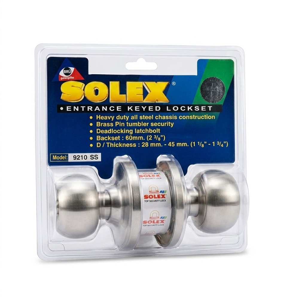 SOLEX ลูกบิดห้องทั่วไป สเตนเลส-304 รุ่น 9210SS สีสเตนเลส (แผง)