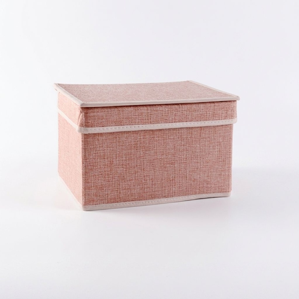 USUPSO กล่องเก็บของ Concise small linen สีชมพู