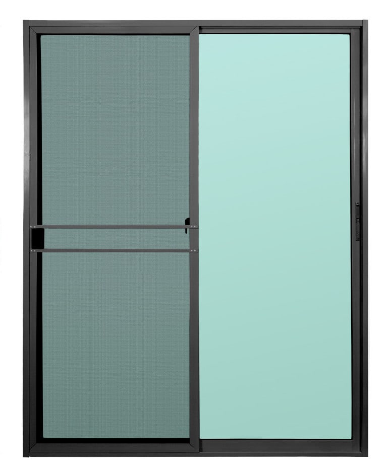 WELLINGTAN (LIKE) ประตูบานเลื่อน สีดำ160 x 205 ซม. พร้อมมุ้ง W-AL/015 BL