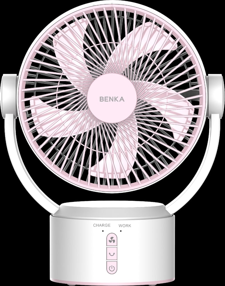 BENKA พัดลมตั้งโต๊ะชาร์จไฟแบบพกพา ขนาด 9 นิ้ว รุ่น KN-L2829 สีชมพู