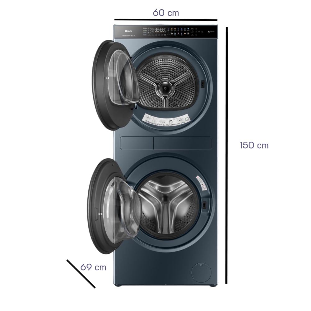 HAIER เครื่องซักผ้า/อบผ้า ขนาด 14/13 กก. รุ่น HWD140-BD14LCGNU1 สีดำ