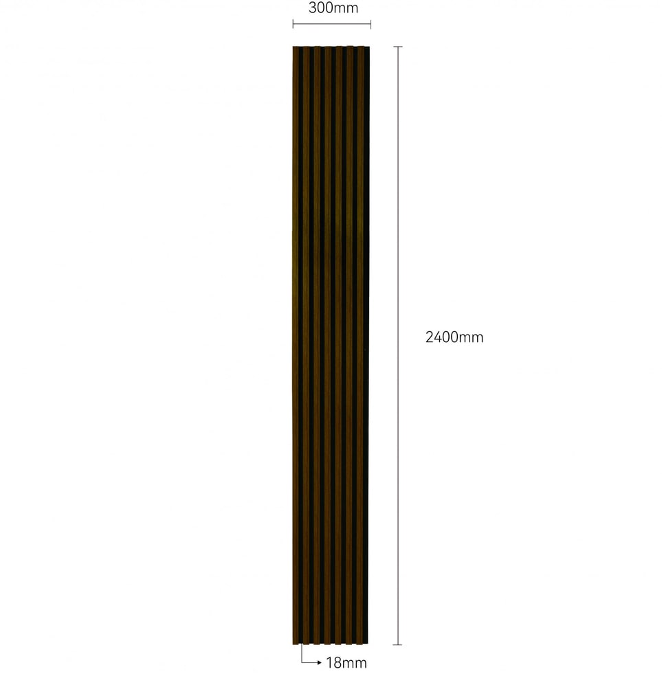 GREAT WOOD แผ่นระแนงอะคูสติก PVC รุ่นJF401-XG-2 ขนาด 300x18x2400mm.สีWalnut Brown